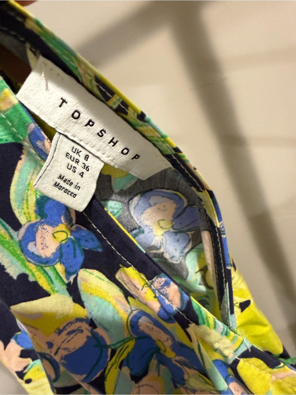 Topshop Navy Floral Print Dress with Yellow & Blue Blooms